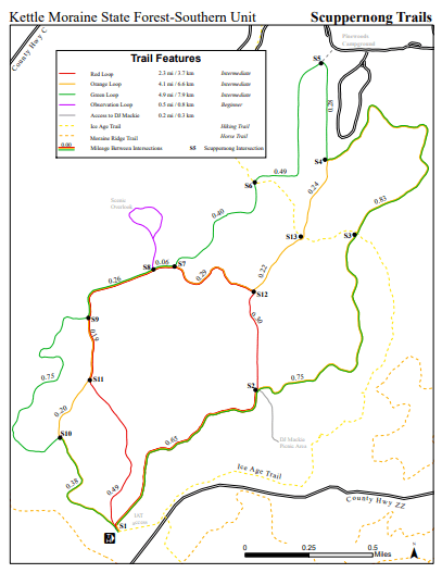 Scuppernong Hike Trail Map